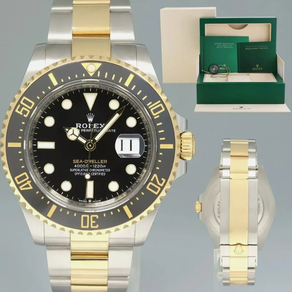 MINT Rolex Sea-Dweller Two-Tone Yellow Gold Steel Black Watch